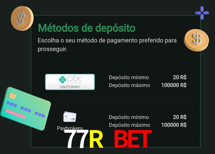 O cassino 77R Bet oferece uma grande variedade de métodos de pagamento